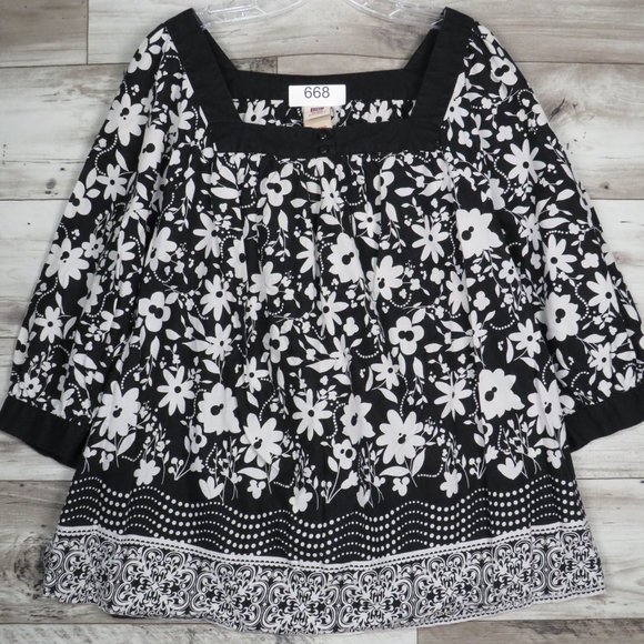 Faded Glory* Women's 3/4 Button Sleeve Ballet Neck‎ Pleated Pullover Blouse~ 2X - Picture 1 of 11